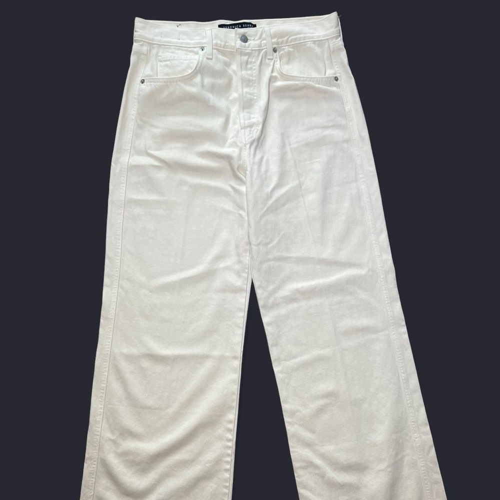 Veronica Beard Off-White Wide Leg Jeans